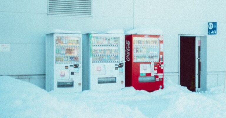 Winter Gear - A vending machine and a snow covered building